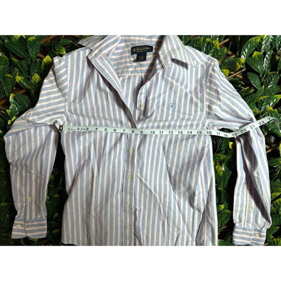Brooks Brothers 100% Cotton Blue White Collared Shirt Size 2 - Picture 5 of 7